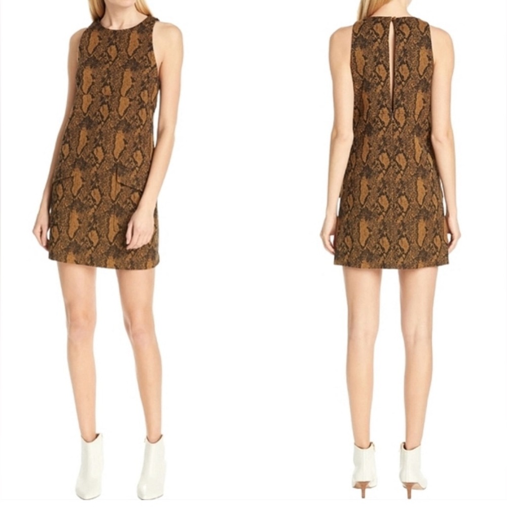 JOIE Snakeskin Print Halter Neck Mini Dress With Pockets